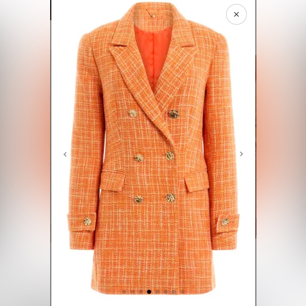 Marciano Orange Tweed Blazer & Suit Jacket - Size M (6) - Picture 6 of 11